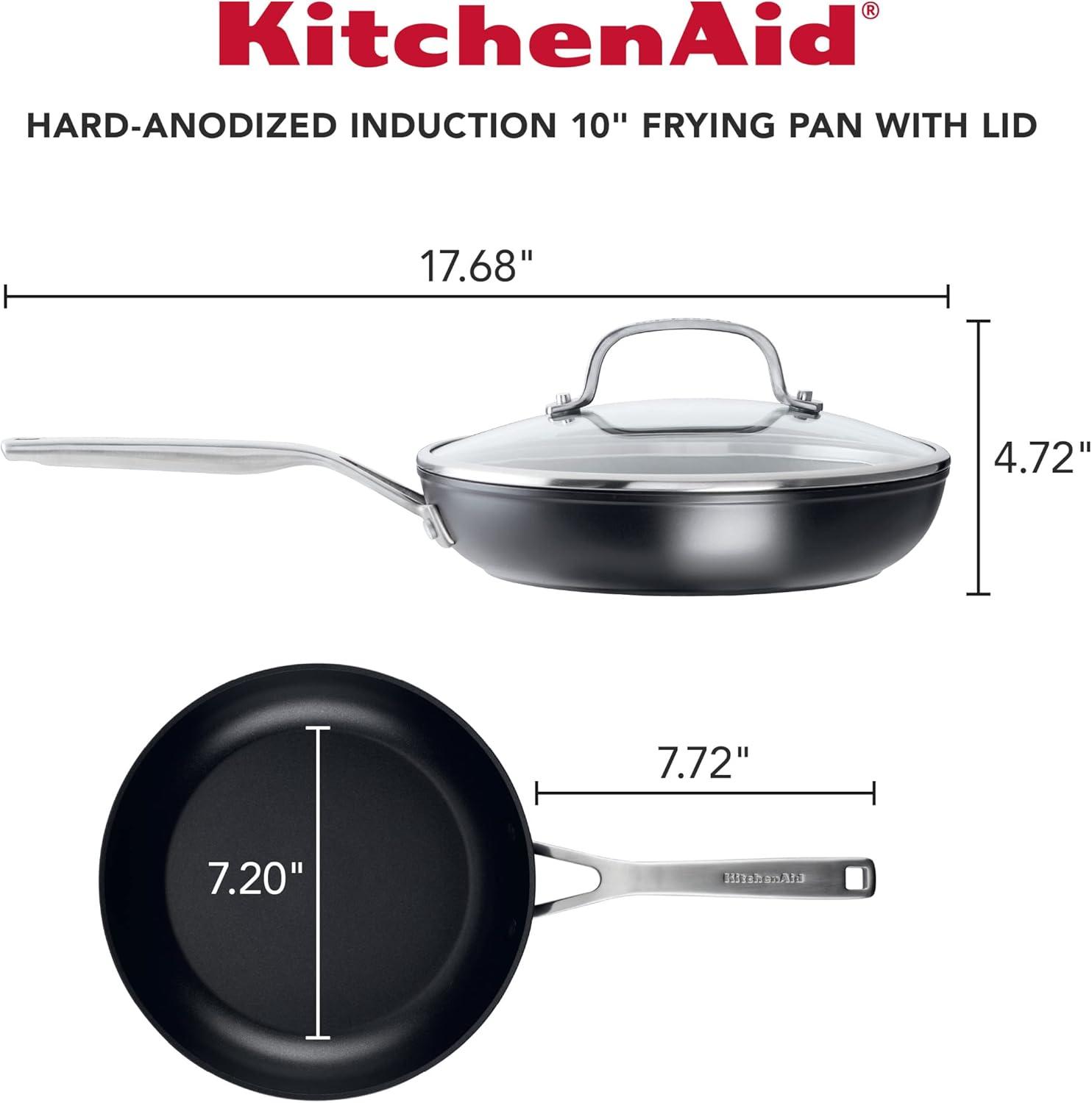 imageKitchenAid Hard Anodized Induction Nonstick Cookware Pots and Pans Set 10 Piece Matte BlackSkillet Set 4 Piece