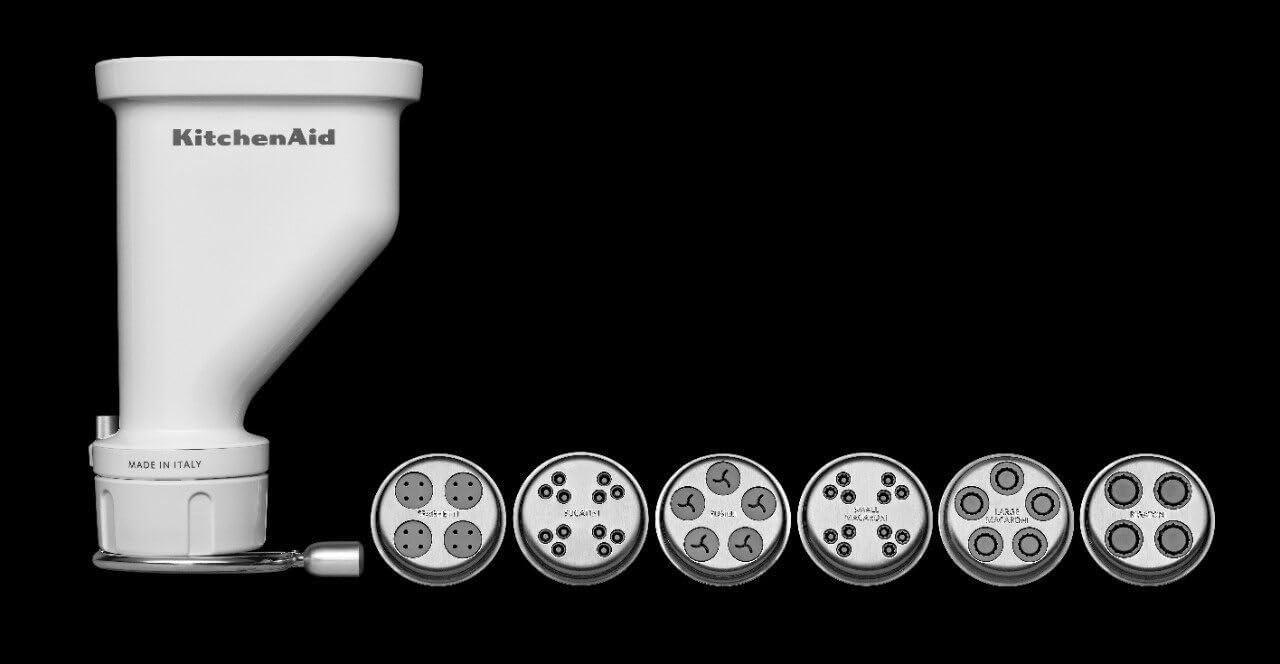 imageKitchenAid Ksmpexta Gourmet Pasta Press Attachment with 6 Interchangeable Pasta Plates WhitePasta Press