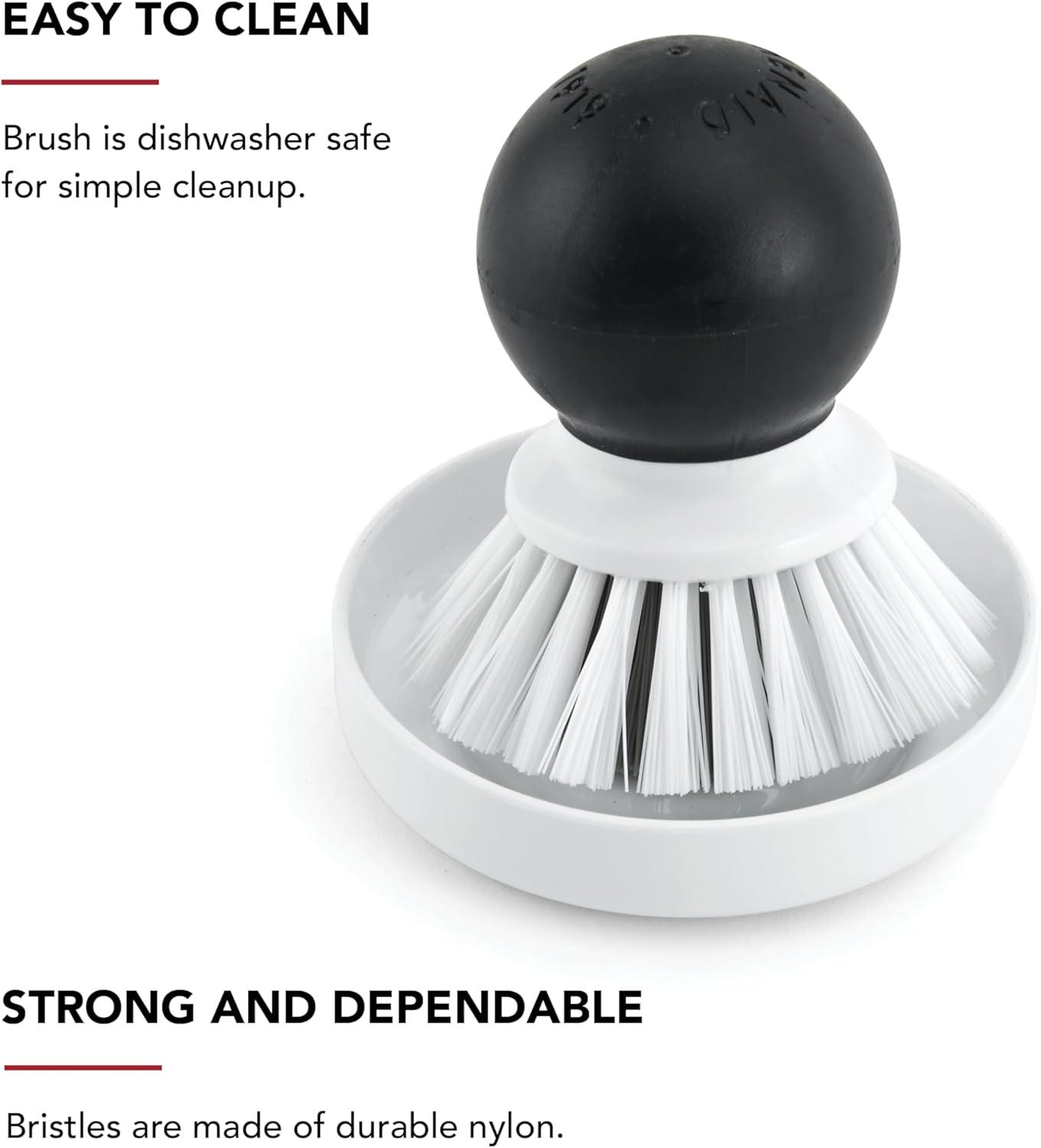 imageKitchenAid Palm Brush with Dish Tray to Keep Countertops Dry and Clean Durable Nylon Bristles for Tough Cleaning Dishwasher Safe 2 Piece BlackBlack