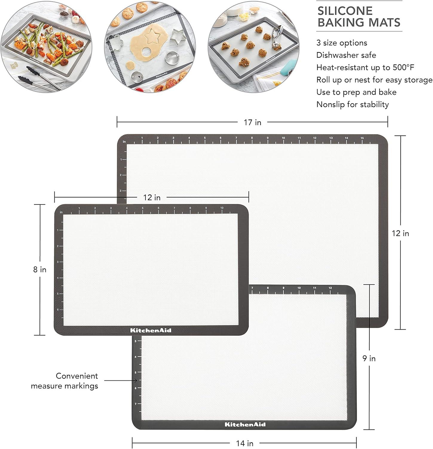 imageKitchenAid Silicone Large Baking Mat 12x17Inch Gray9L x 14W