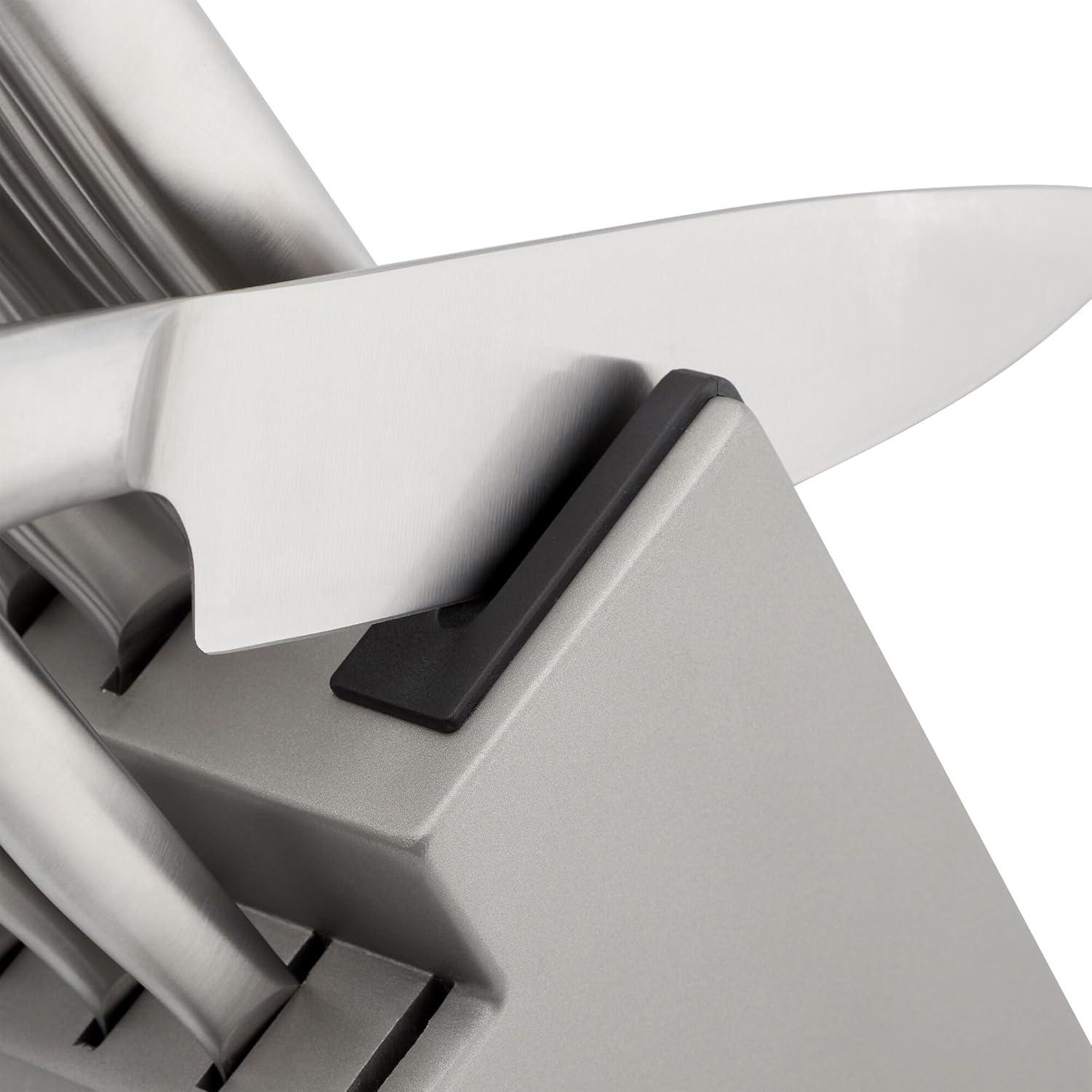 imageKitchenAid Slim TwoTone Knife Block Set with BuiltIn Knife Sharpener High Carbon Stainless Steel Kitchen Knives Sharp Kitchen Knife Set with Block 14Piece WhiteStainless Steel