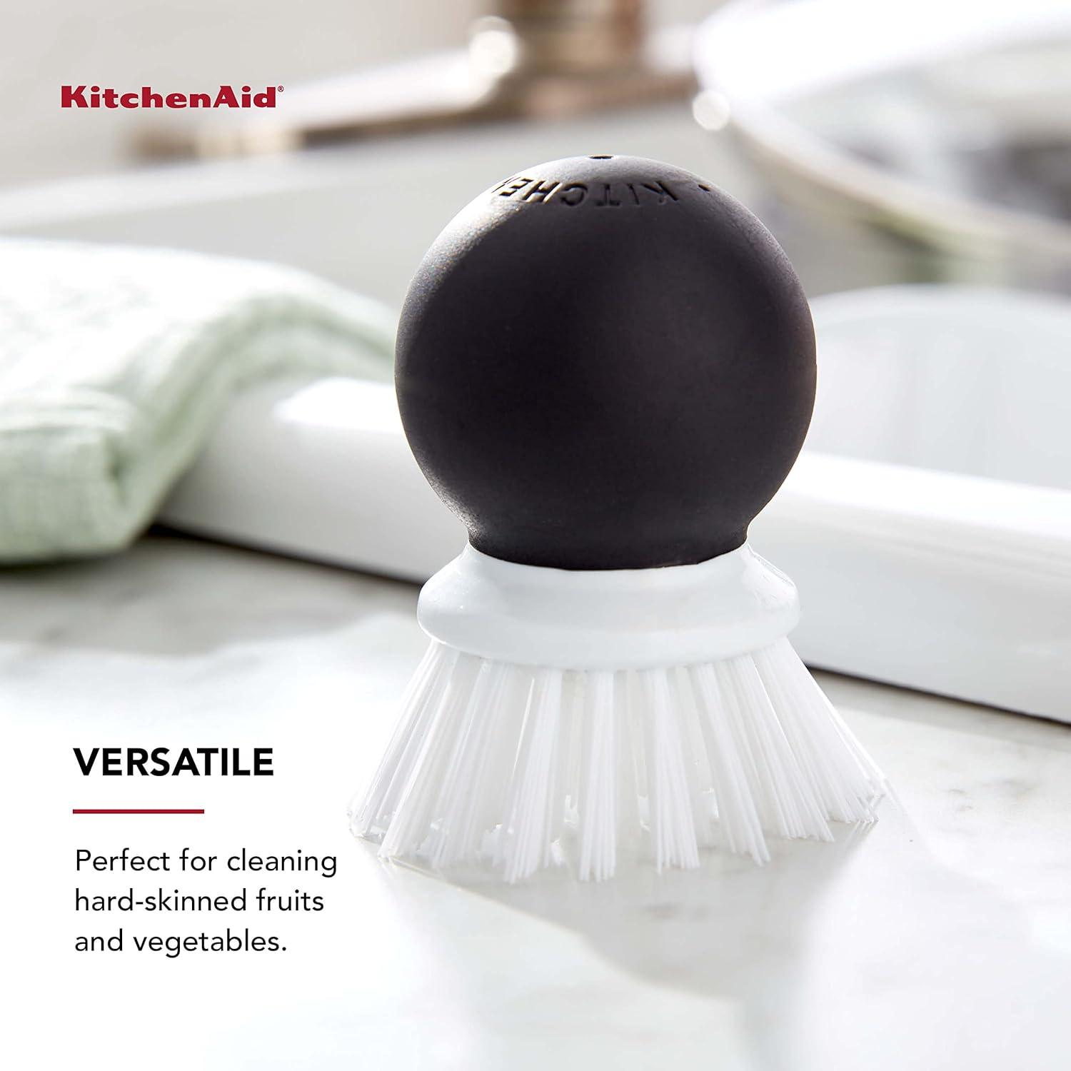 imageKitchenAid Soft Grip Vegetable Brush for Hard Skinned Fruits and Vegetables Sturdy Bristles for Tough Scrubbing Soft Girp Handle for Optimal Conrtol Dishwasher Safe 205 Inch Black