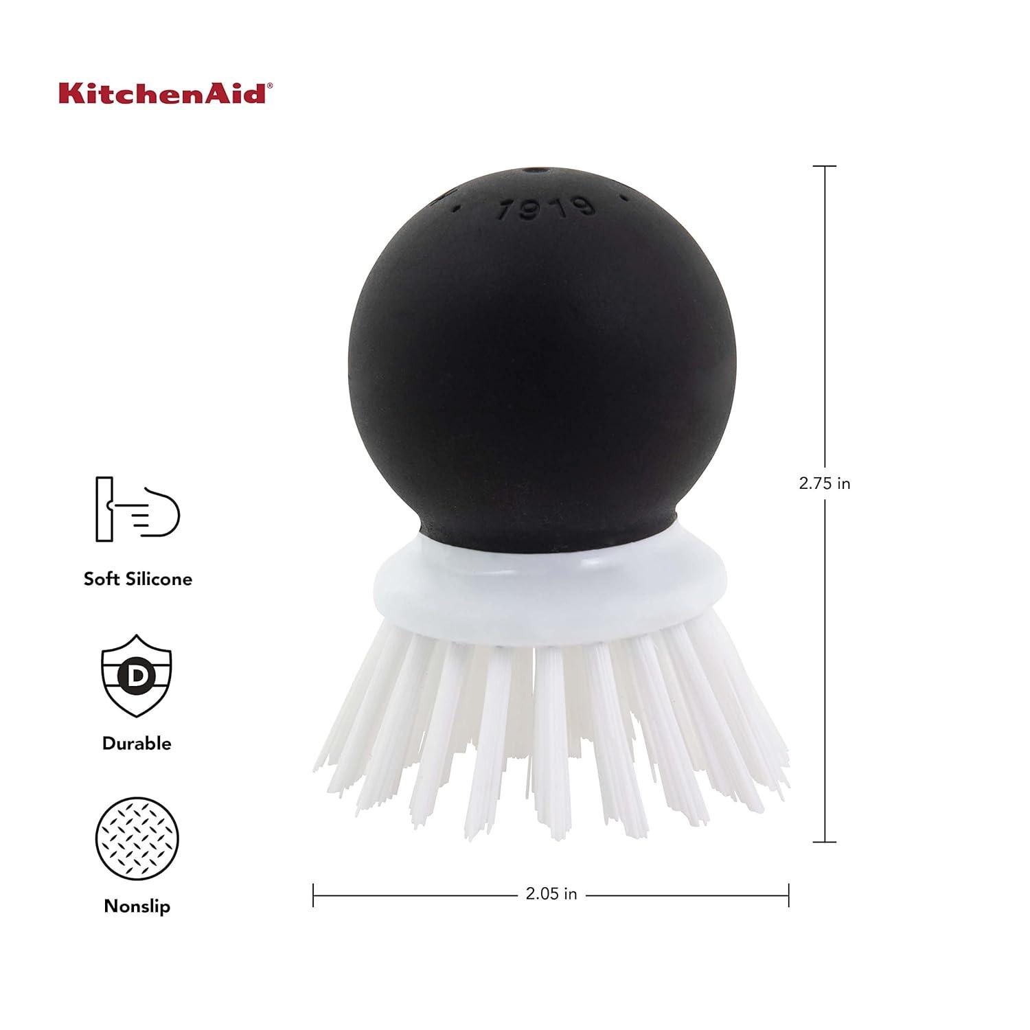 imageKitchenAid Soft Grip Vegetable Brush for Hard Skinned Fruits and Vegetables Sturdy Bristles for Tough Scrubbing Soft Girp Handle for Optimal Conrtol Dishwasher Safe 205 Inch Black