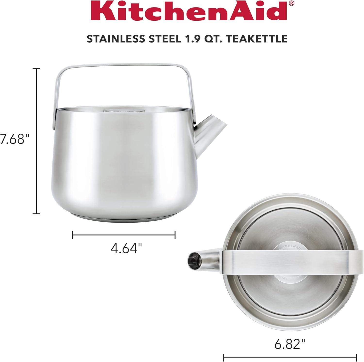 imageKitchenAid Teakettles Stainless Steel Whistling Teakettle 19 Quart Brushed Stainless SteelBrushed Stainless Steel