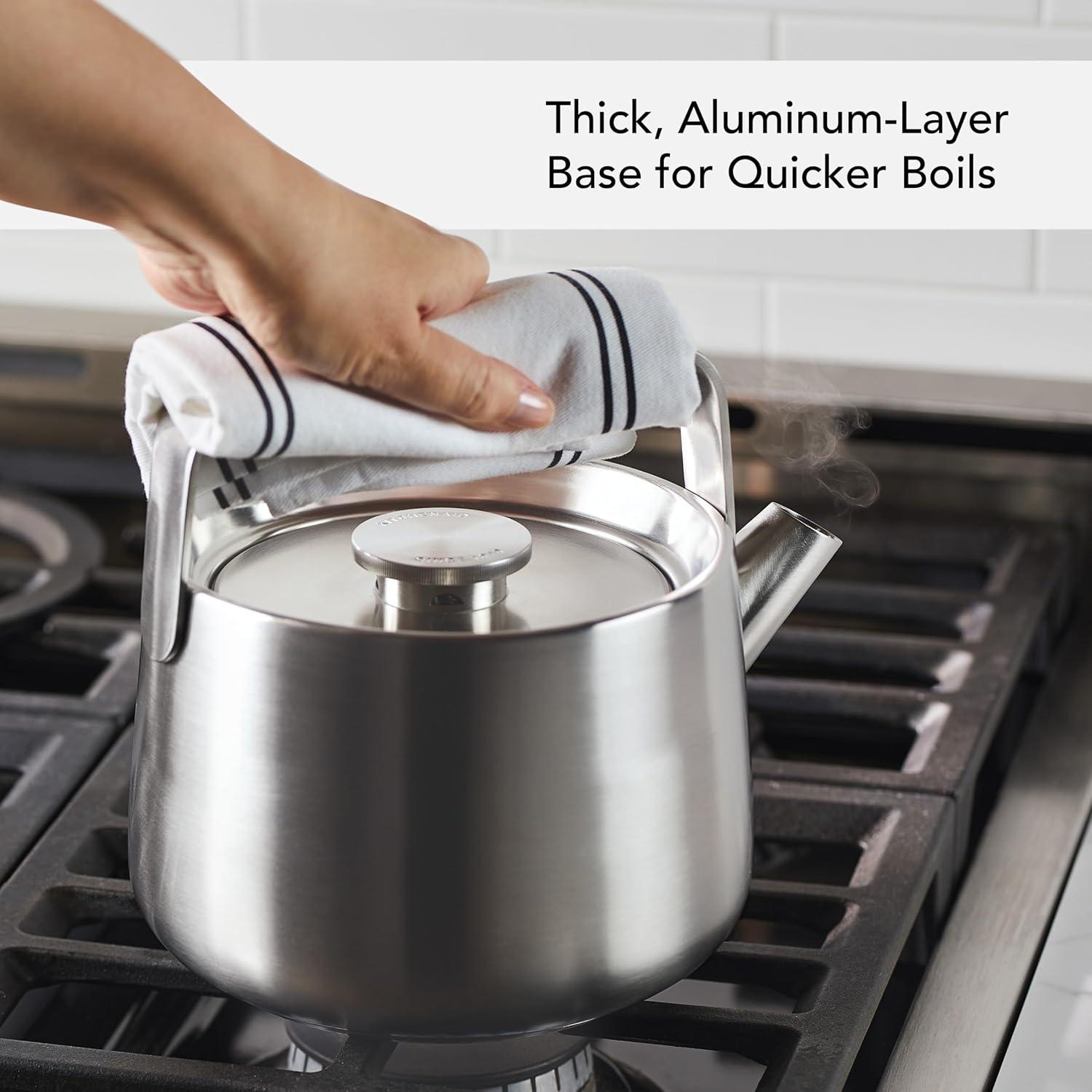 imageKitchenAid Teakettles Stainless Steel Whistling Teakettle 19 Quart Brushed Stainless SteelBrushed Stainless Steel