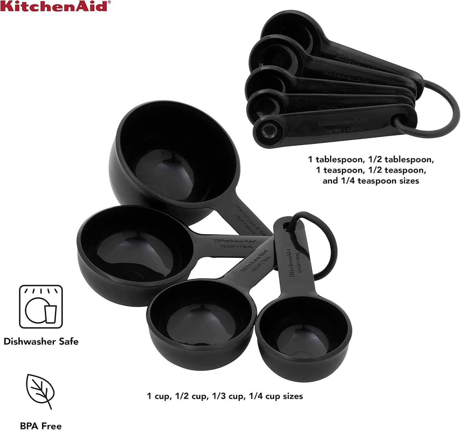 imageKitchenAid Universal Easy To Read Measuring Cup and Spoon Set with Soft Grip Handle for Maximum Control Hang Hole and Nesting For Easy Storage Dishwasher Safe 9 Piece Lavender CreamBlack