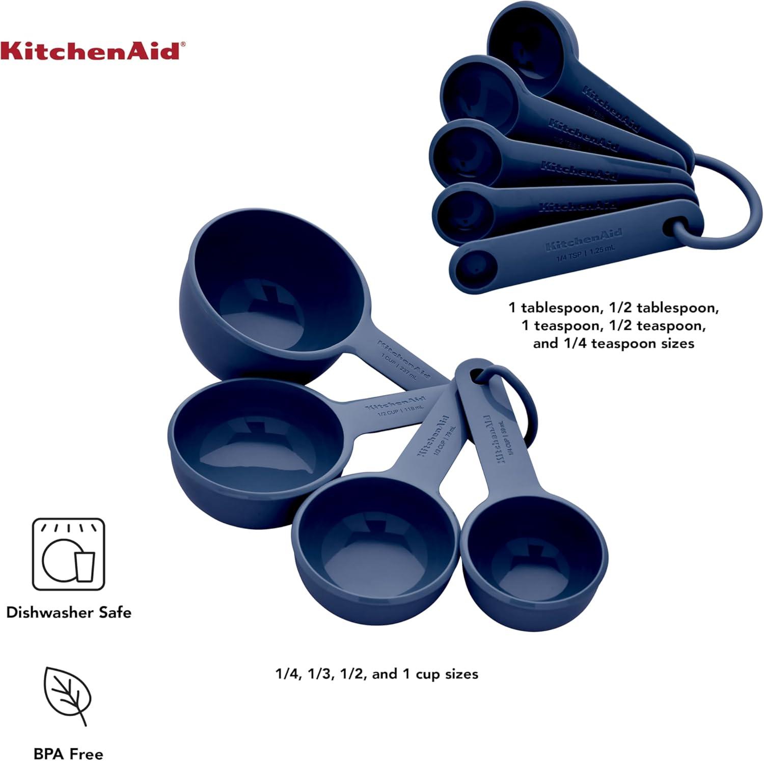 imageKitchenAid Universal Easy To Read Measuring Cup and Spoon Set with Soft Grip Handle for Maximum Control Hang Hole and Nesting For Easy Storage Dishwasher Safe 9 Piece Lavender CreamInk Blue
