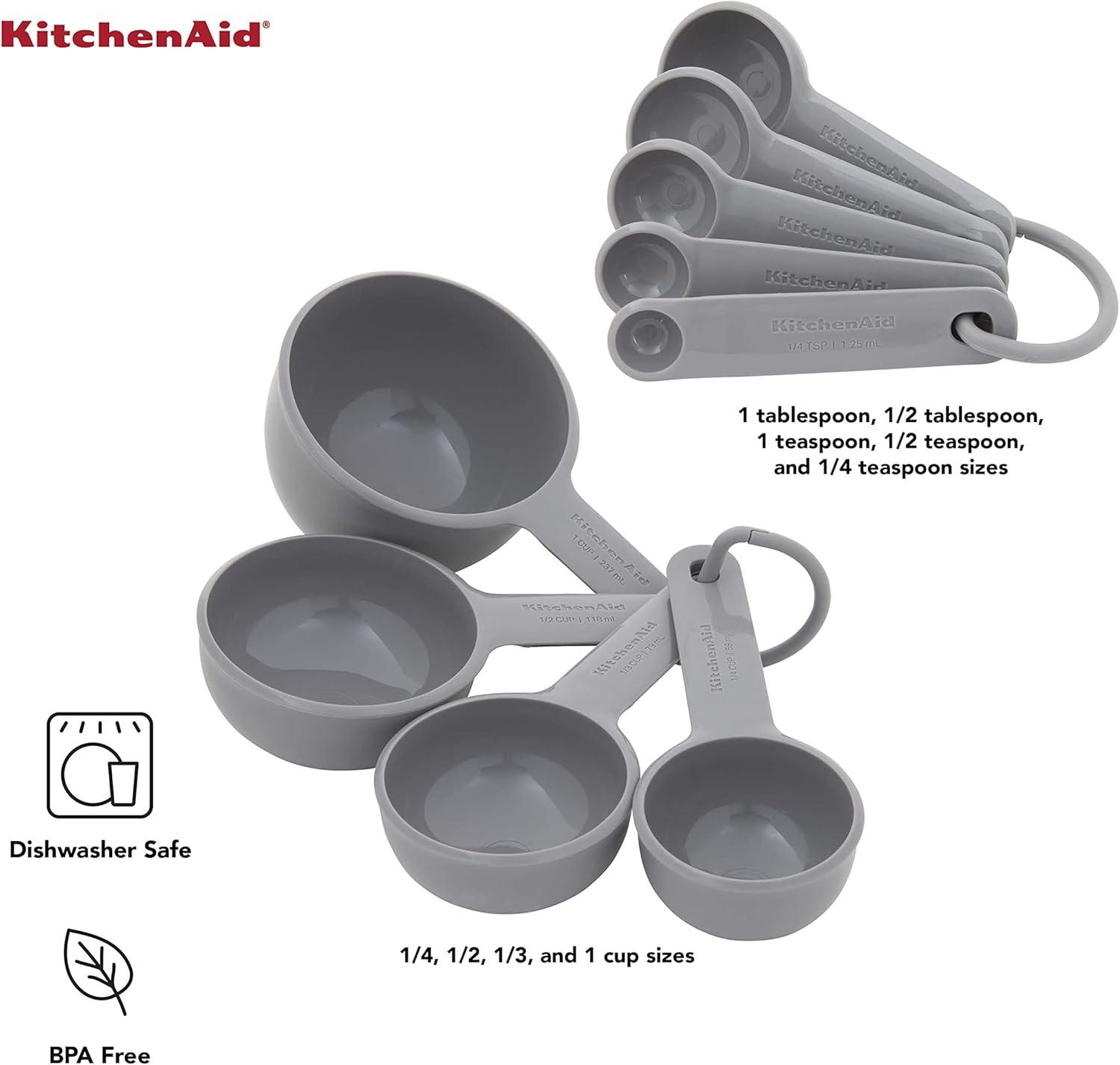 imageKitchenAid Universal Easy To Read Measuring Cup and Spoon Set with Soft Grip Handle for Maximum Control Hang Hole and Nesting For Easy Storage Dishwasher Safe 9 Piece Lavender CreamGray