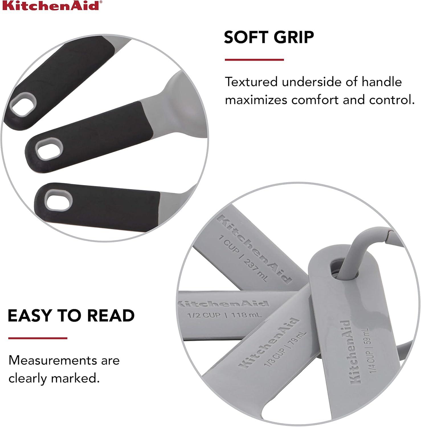 imageKitchenAid Universal Easy To Read Measuring Cup and Spoon Set with Soft Grip Handle for Maximum Control Hang Hole and Nesting For Easy Storage Dishwasher Safe 9 Piece Lavender CreamGray