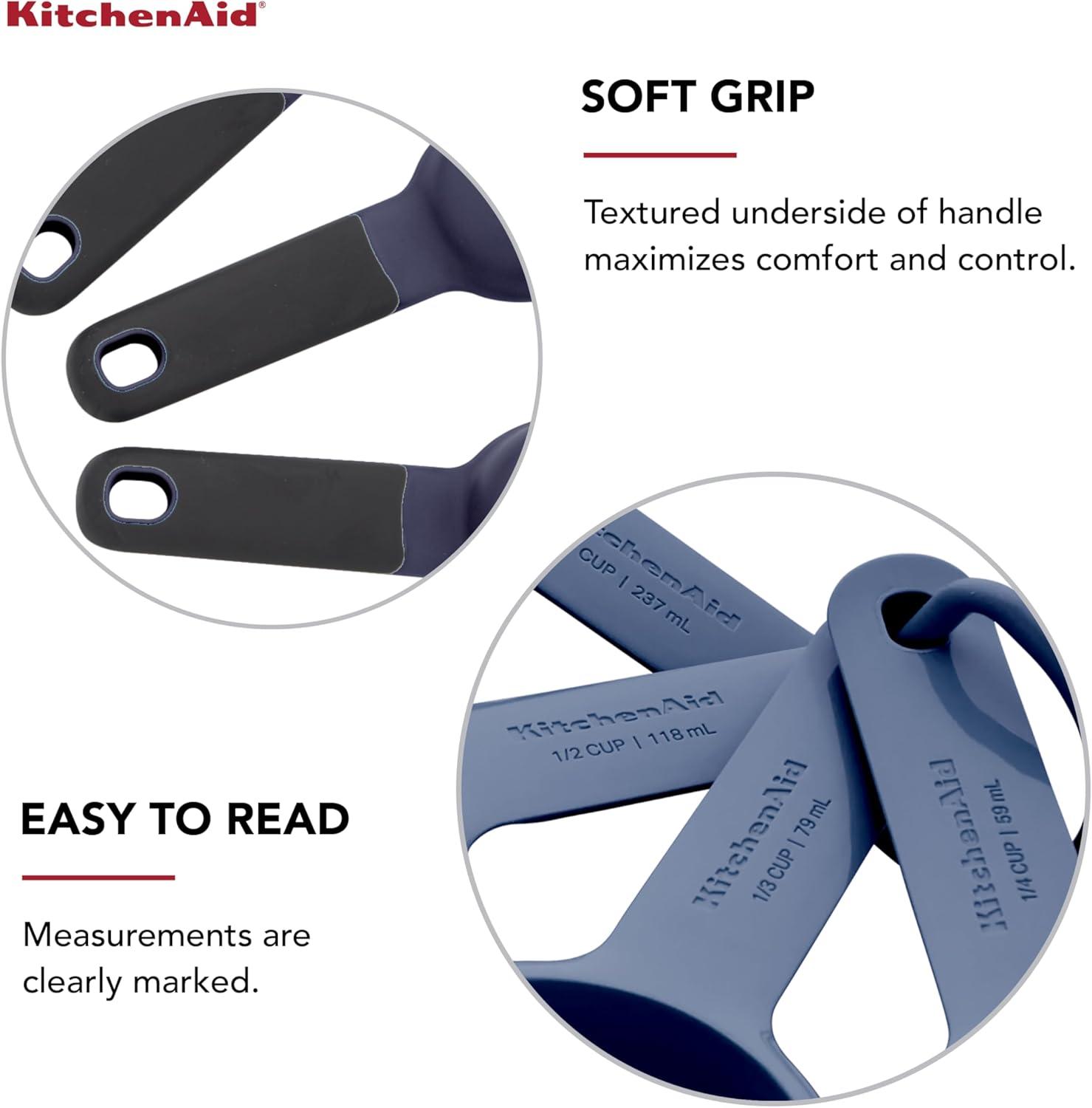 imageKitchenAid Universal Easy To Read Measuring Cup and Spoon Set with Soft Grip Handle for Maximum Control Hang Hole and Nesting For Easy Storage Dishwasher Safe 9 Piece Lavender CreamInk Blue