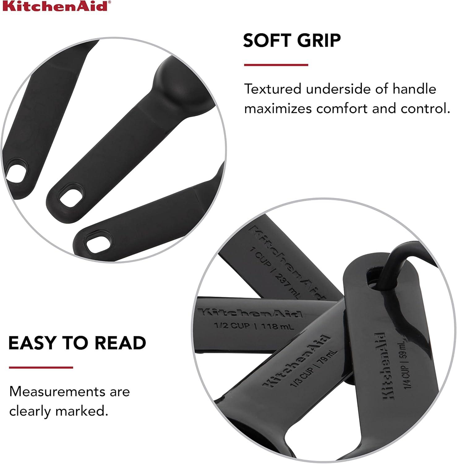 imageKitchenAid Universal Easy To Read Measuring Cup and Spoon Set with Soft Grip Handle for Maximum Control Hang Hole and Nesting For Easy Storage Dishwasher Safe 9 Piece Lavender CreamBlack