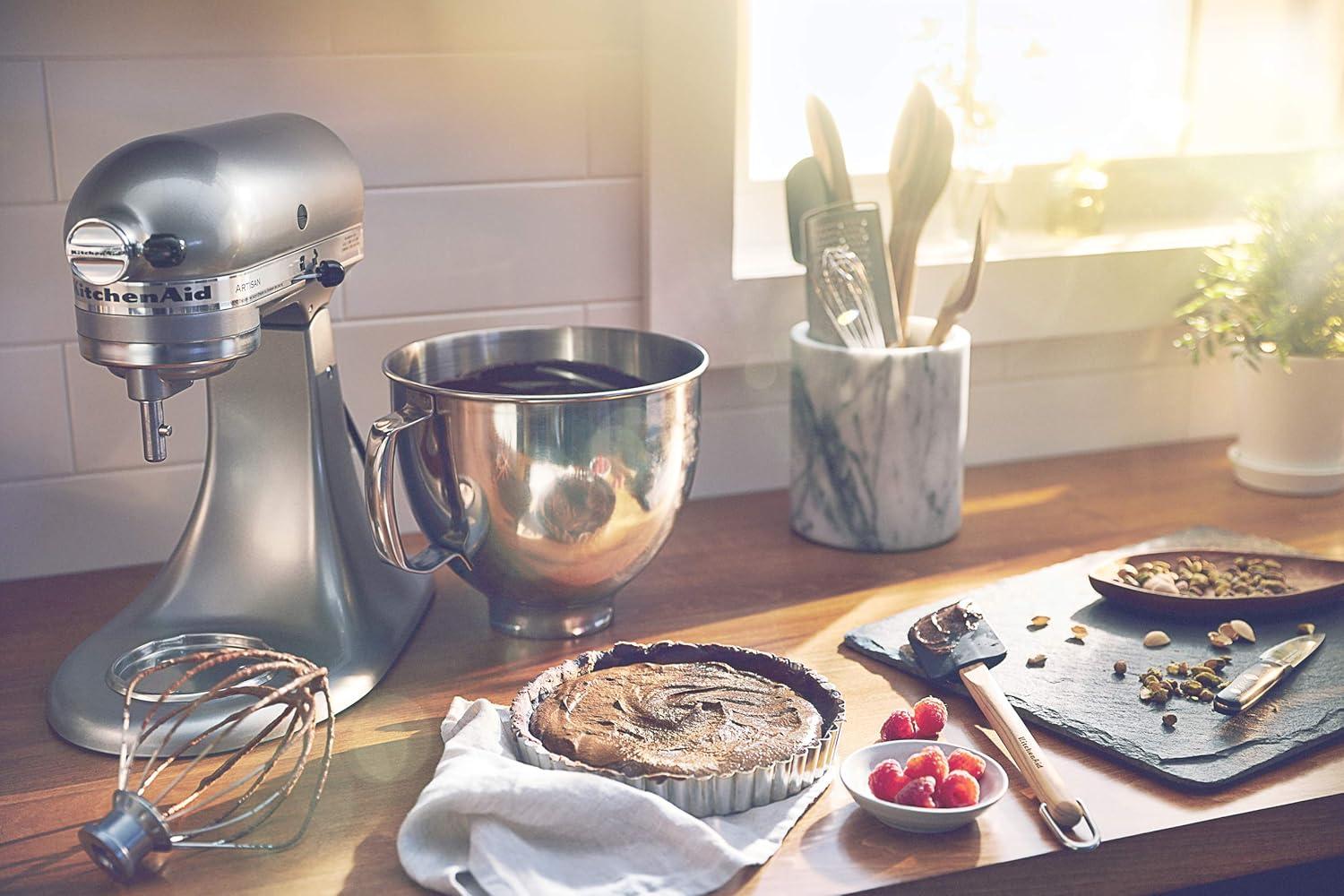 imageKitchenAid Value Bundle Artisan Series 5 Quart TiltHead Stand Mixer with Included Flex Edge Beater KSM150FEAQ Aqua SkyContour Silver