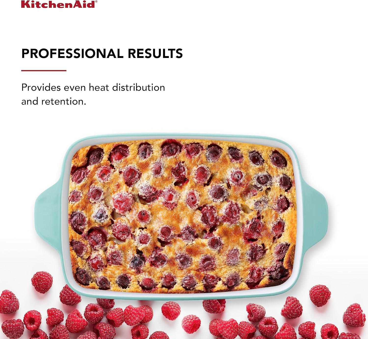 imageKitchenAid Vitrified Stoneware Rectangular Baker 45 QuartAqua Sky