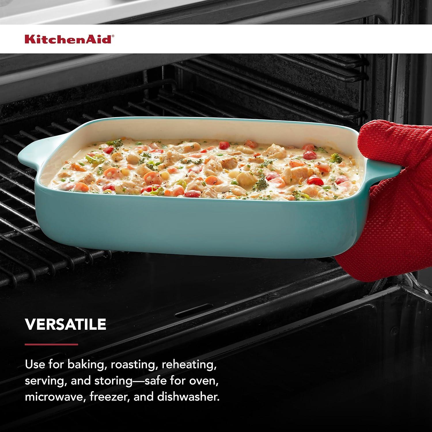 imageKitchenAid Vitrified Stoneware Rectangular Baker 45 QuartAqua Sky