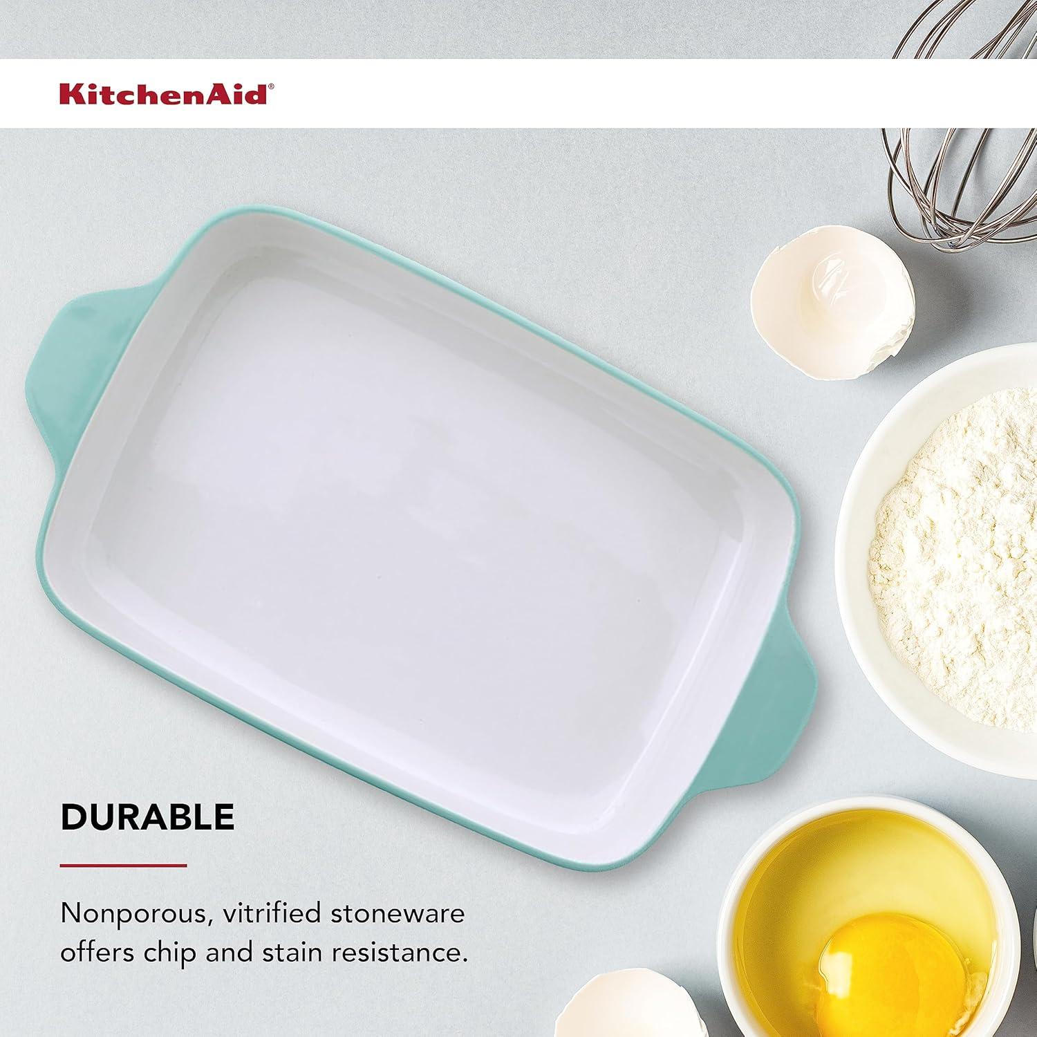 imageKitchenAid Vitrified Stoneware Rectangular Baker 45 QuartAqua Sky