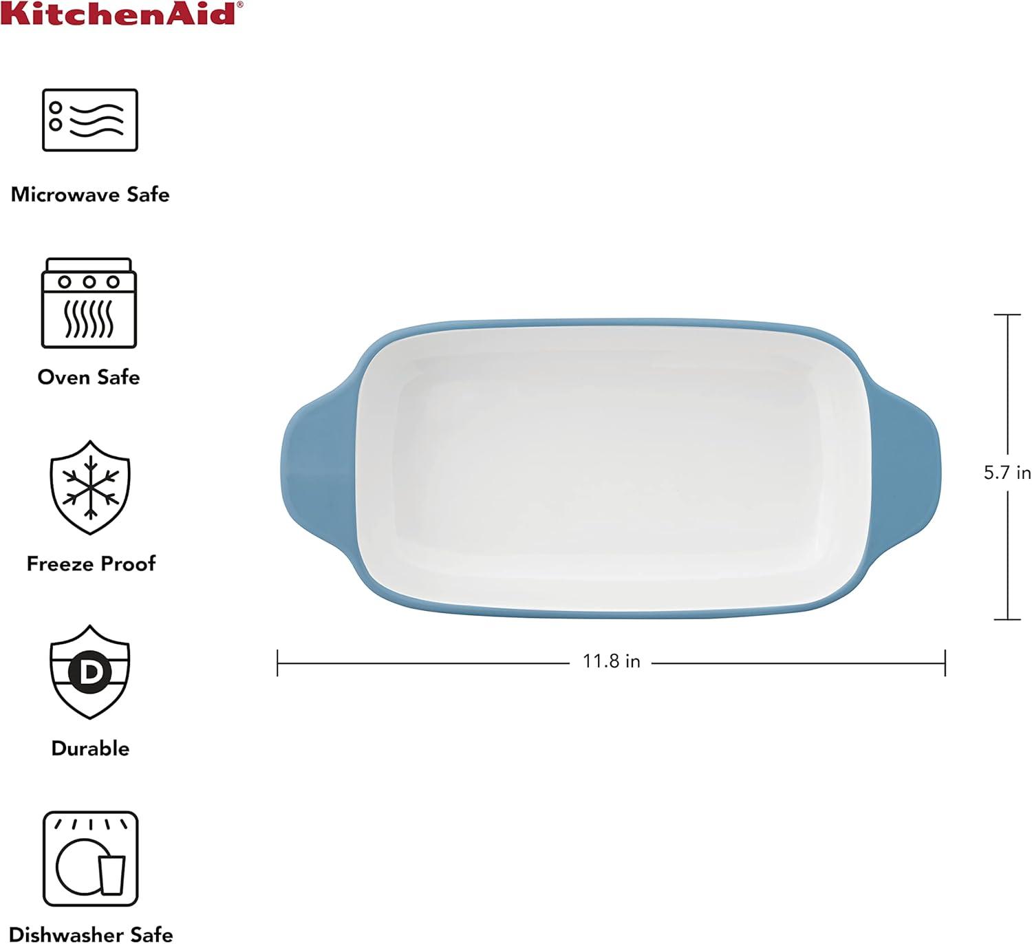 imageKitchenAid Vitrified Stoneware Rectangular Baker 45 QuartBlue Velvet