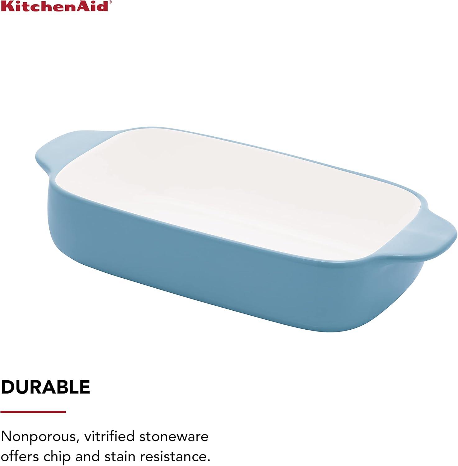 imageKitchenAid Vitrified Stoneware Rectangular Baker 45 QuartBlue Velvet
