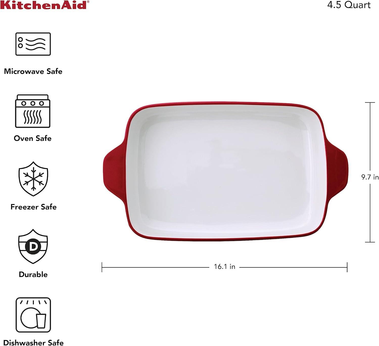 imageKitchenAid Vitrified Stoneware Rectangular Baker 45 QuartRed