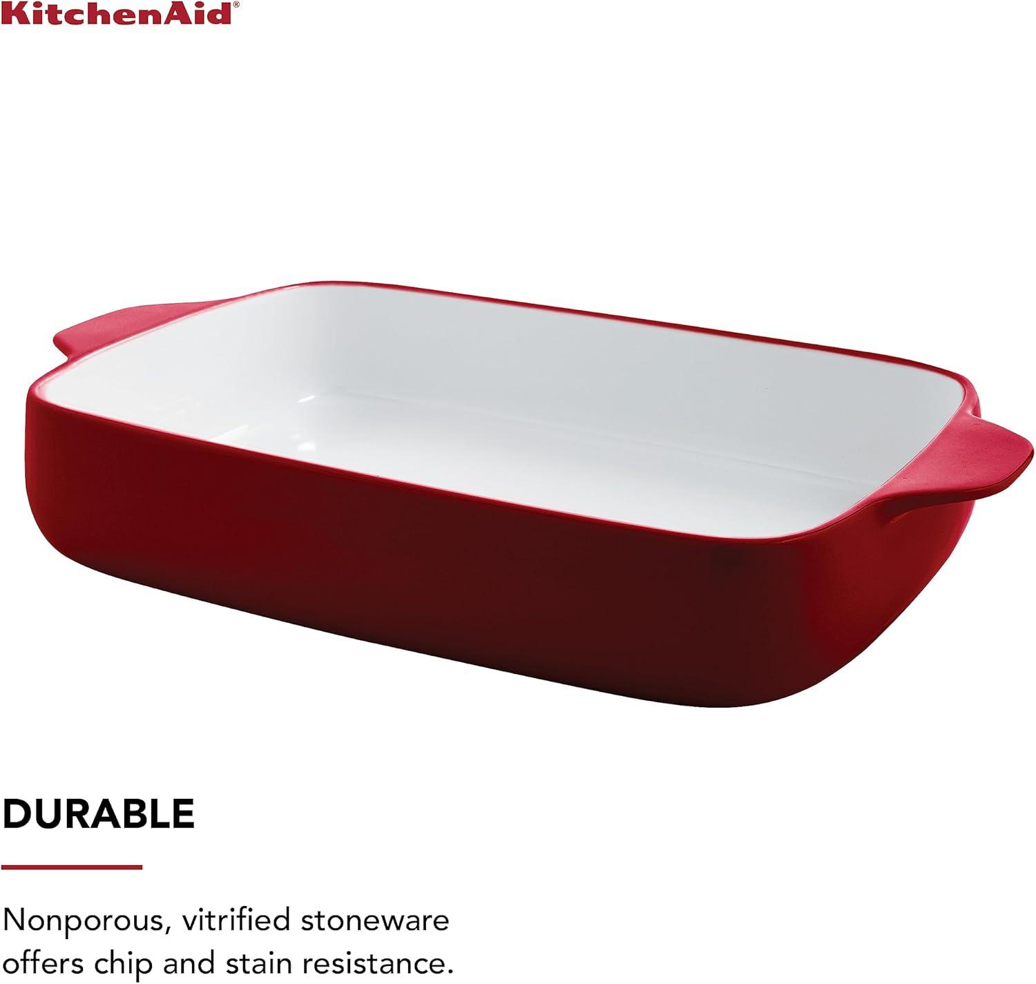 imageKitchenAid Vitrified Stoneware Rectangular Baker 45 QuartRed
