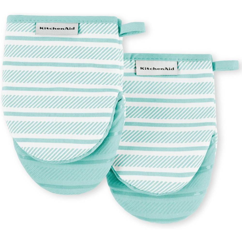 imageKITCHENAID Albany Mini Oven Mitt 2Pack Set Mineral Water 55quotx8quotMineral Water Aqua