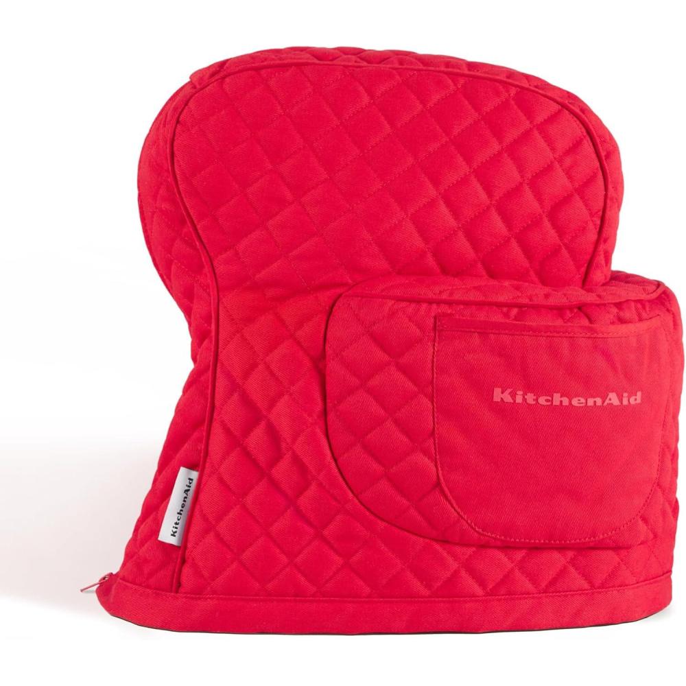 imageKITCHENAID Fitted TiltHead Stand Mixer Cover with Storage Pocket Quilted 100 Cotton144quotx18quotx10quot MilkshakePassion Red