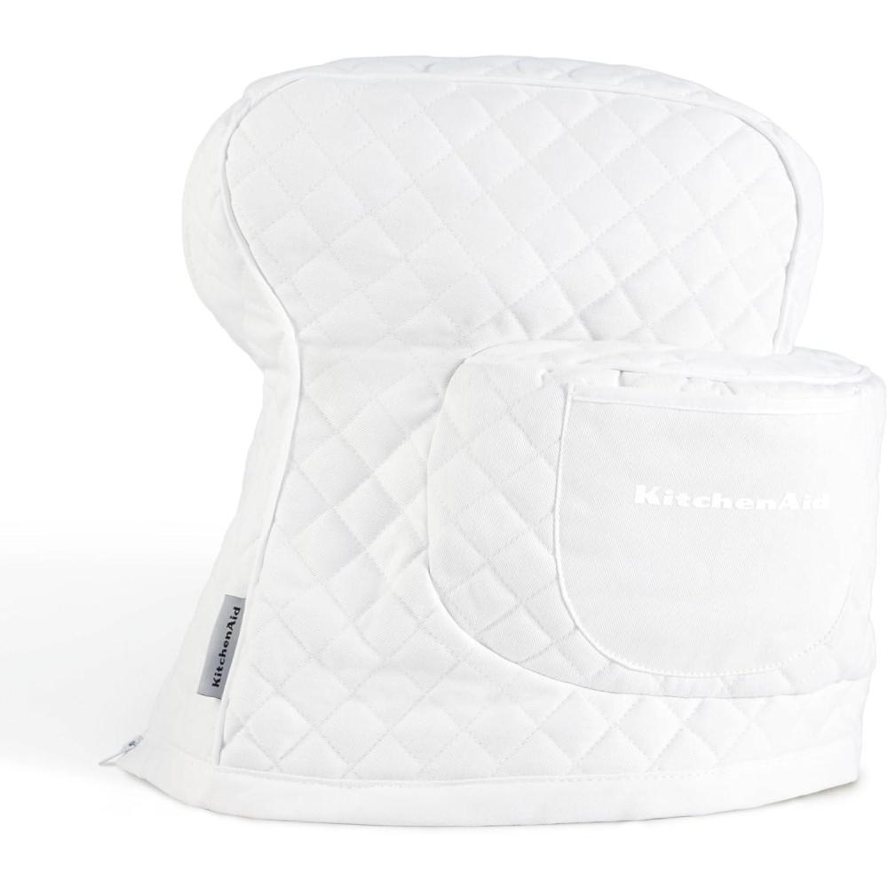imageKITCHENAID Fitted TiltHead Stand Mixer Cover with Storage Pocket Quilted 100 Cotton144quotx18quotx10quot MilkshakeWhite