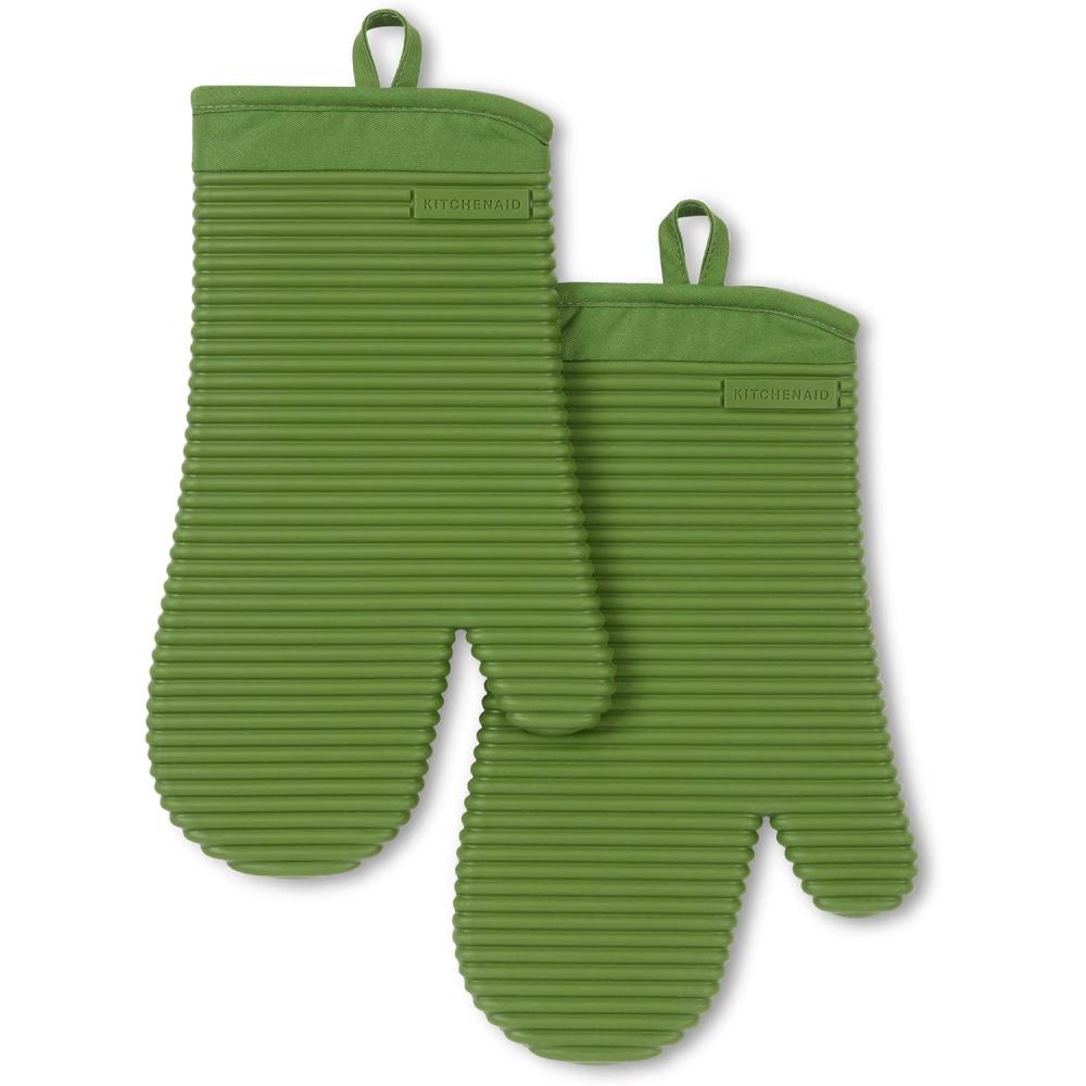 imageKITCHENAID Ribbed Soft Silicone Oven Mitt 2Pack Set 75quotx13quot Lavender CreamMatcha