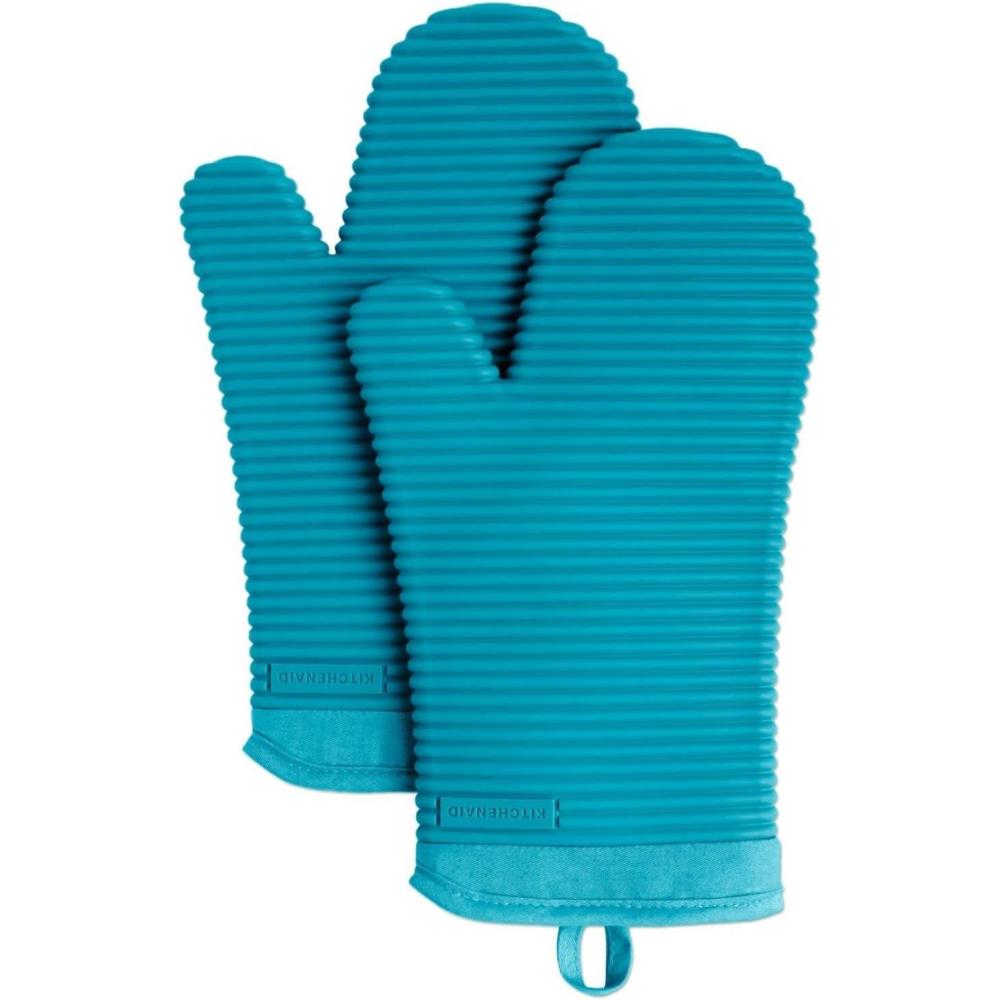 imageKITCHENAID Ribbed Soft Silicone Oven Mitt 2Pack Set 75quotx13quot Lavender CreamOcean Drive