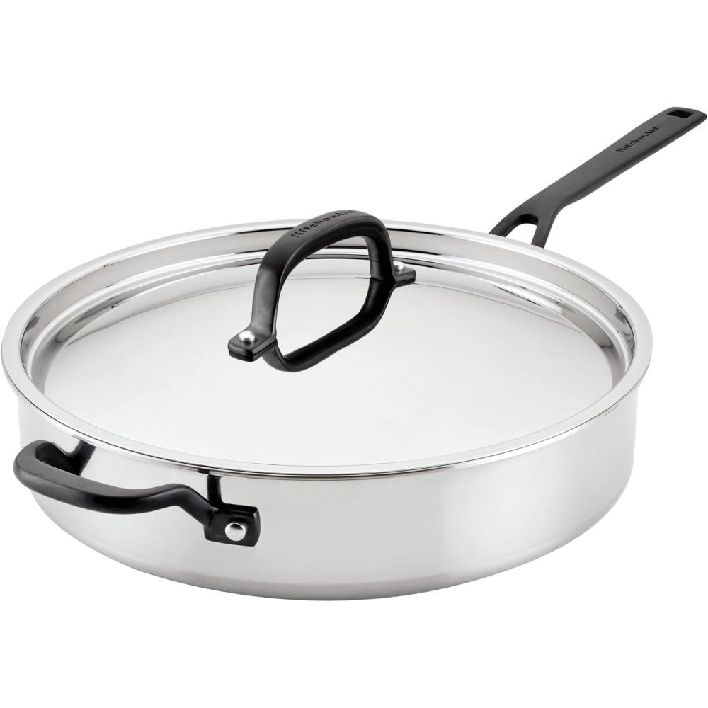 imageKitchenAid 5Ply Clad Polished Stainless Steel Frying PanSkillet 10 Inch Stainless SteelStainless Steel