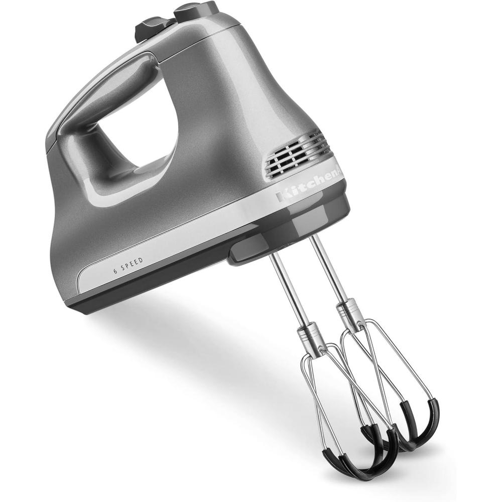 imageKitchenAid 6 Speed Hand Mixer with Flex Edge Beaters  KHM6118Contour Silver