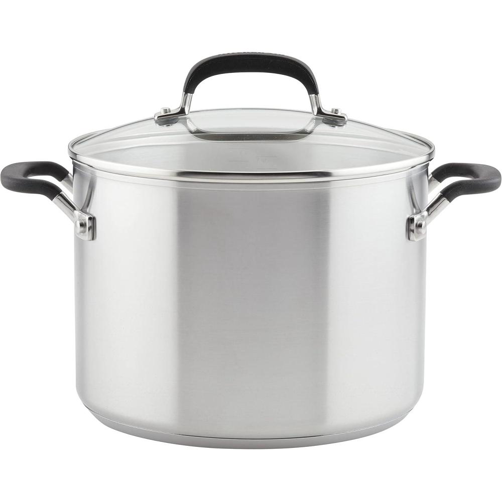 imageKitchenAid 71022 Stainless Steel Stockpot with Measuring Marks and Lid 8 Quart Brushed Stainless Steel