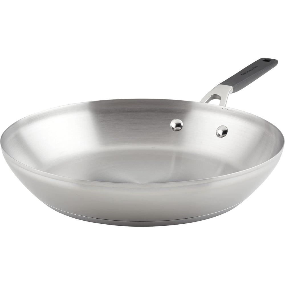 imageKitchenAid 71025 Stainless Steel Frying PanSkillet 12 Inch  Brushed Stainless Steel