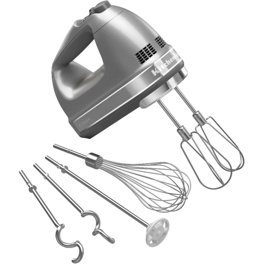imageKitchenAid 9Speed Digital Hand Mixer with Turbo Beater II Accessories and Pro Whisk  Contour SilverContour Silver