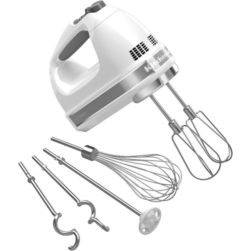 imageKitchenAid 9Speed Digital Hand Mixer with Turbo Beater II Accessories and Pro Whisk  Contour SilverWhite