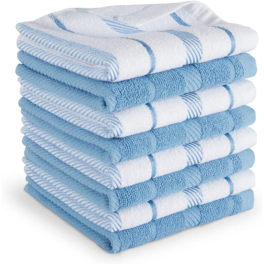 imageKitchenAid Albany Dishcloth 8 Pack Set Blue VelvetWhite 12quotx12quotBlue VelvetWhite