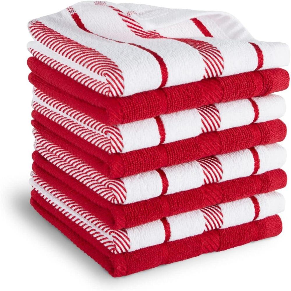 imageKitchenAid Albany Dishcloth 8 Pack Set Blue VelvetWhite 12quotx12quotPassion RedWhite