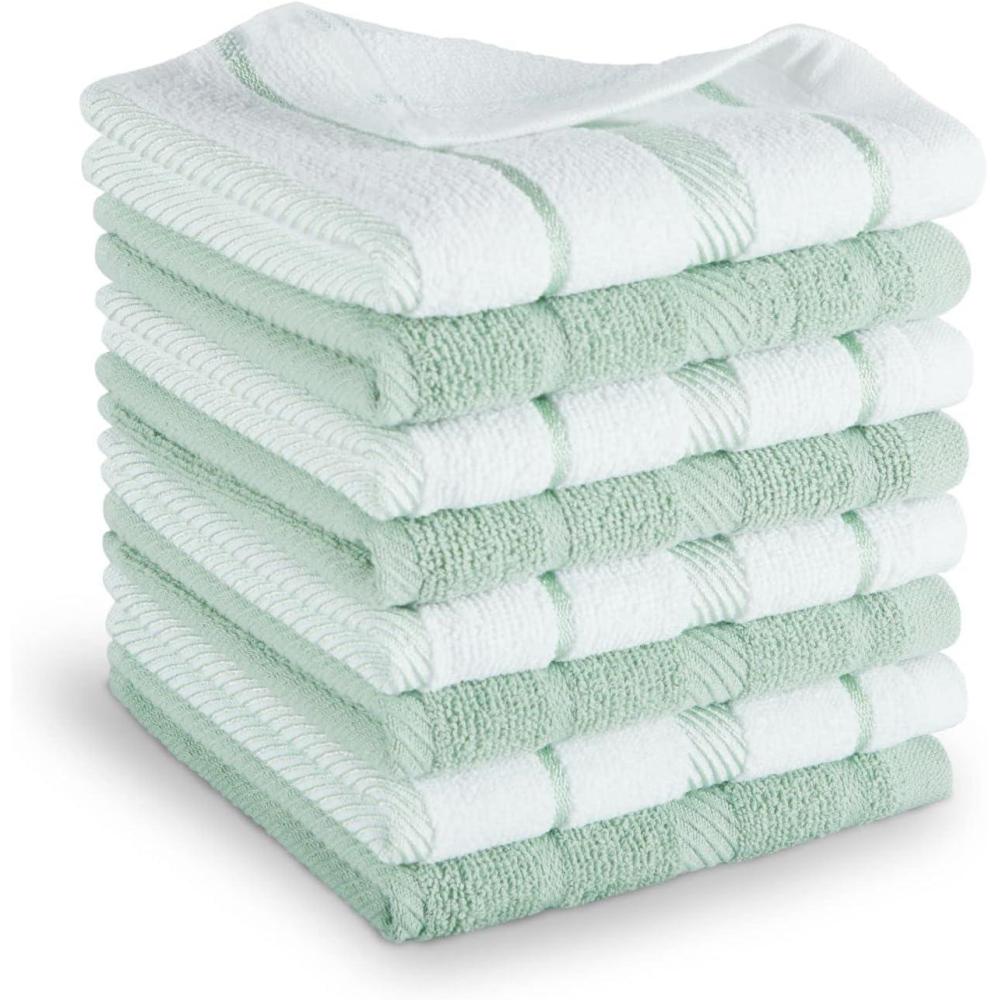 imageKitchenAid Albany Dishcloth 8 Pack Set Blue VelvetWhite 12quotx12quotPistachioWhite