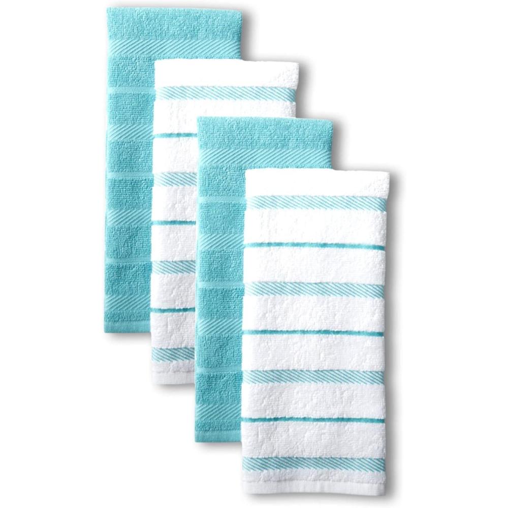 imageKitchenAid Albany Kitchen Towel 4Pack Set Lavender CreamWhite 16quotx26quotAqua