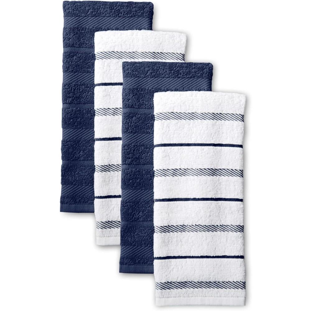 imageKitchenAid Albany Kitchen Towel 4Pack Set Lavender CreamWhite 16quotx26quotBlue Willow