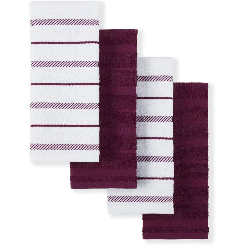 imageKitchenAid Albany Kitchen Towel 4Pack Set Lavender CreamWhite 16quotx26quotBoysenberry