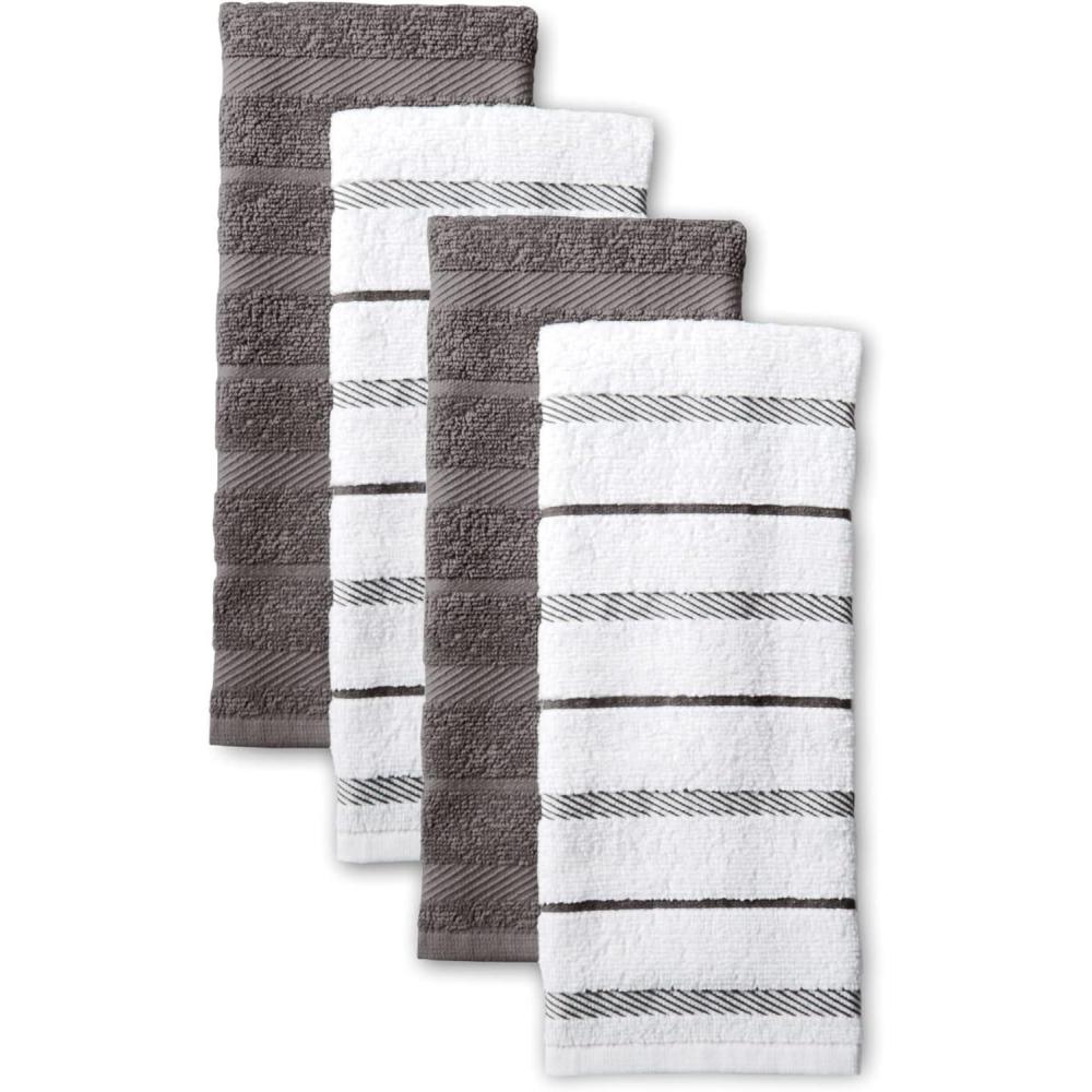 imageKitchenAid Albany Kitchen Towel 4Pack Set Lavender CreamWhite 16quotx26quotCharcoal Grey