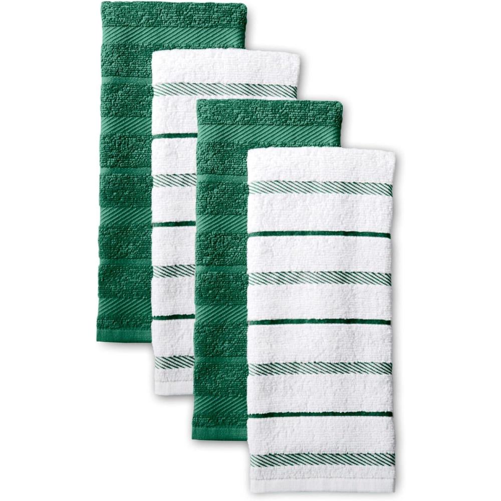 imageKitchenAid Albany Kitchen Towel 4Pack Set Lavender CreamWhite 16quotx26quotDark Green