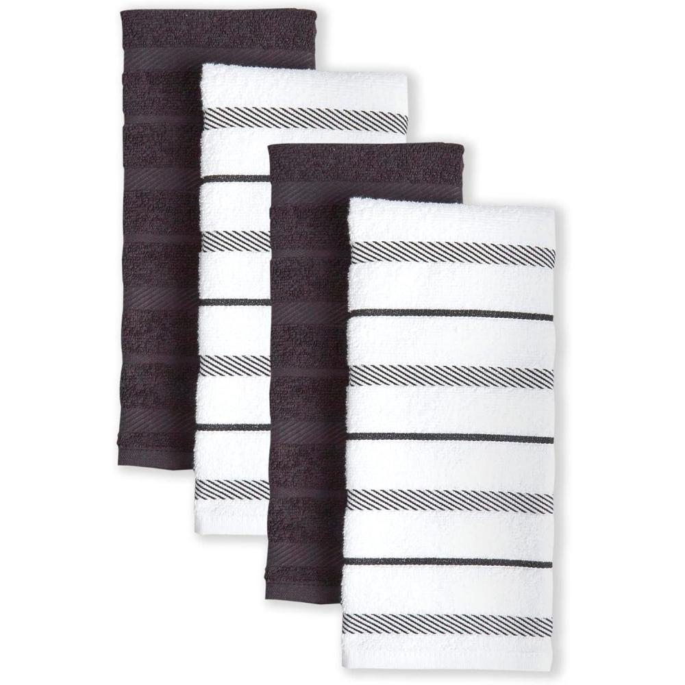 imageKitchenAid Albany Kitchen Towel 4Pack Set Lavender CreamWhite 16quotx26quotMatte BlackWhite