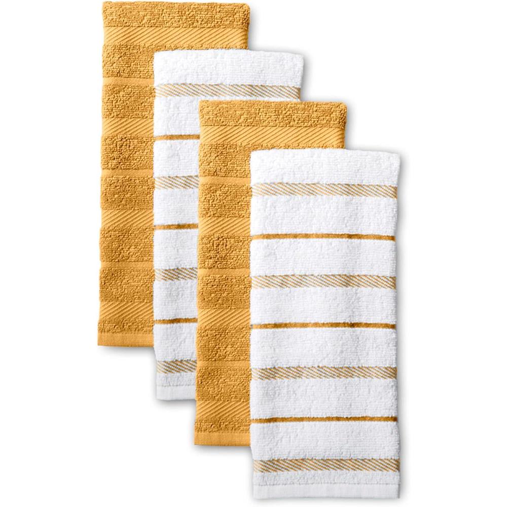imageKitchenAid Albany Kitchen Towel 4Pack Set Lavender CreamWhite 16quotx26quotOrange Sorbet