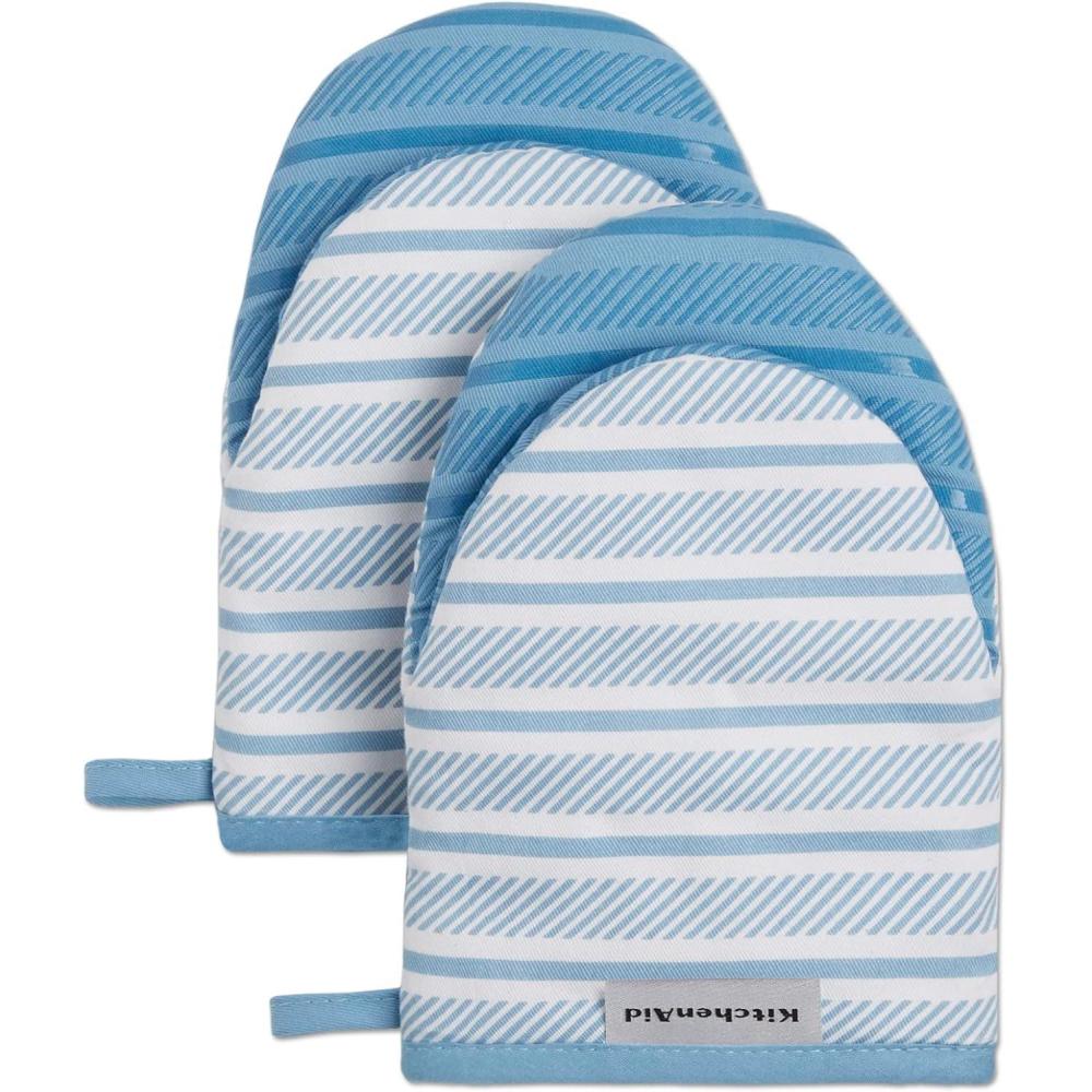 imageKitchenAid Albany Mini Oven Mitt 2Pack Set Dried Rose 55quotx8quotBlue Velvet