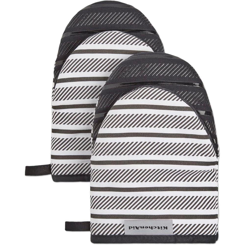 imageKitchenAid Albany Mini Oven Mitt 2Pack Set Dried Rose 55quotx8quotMatte Black