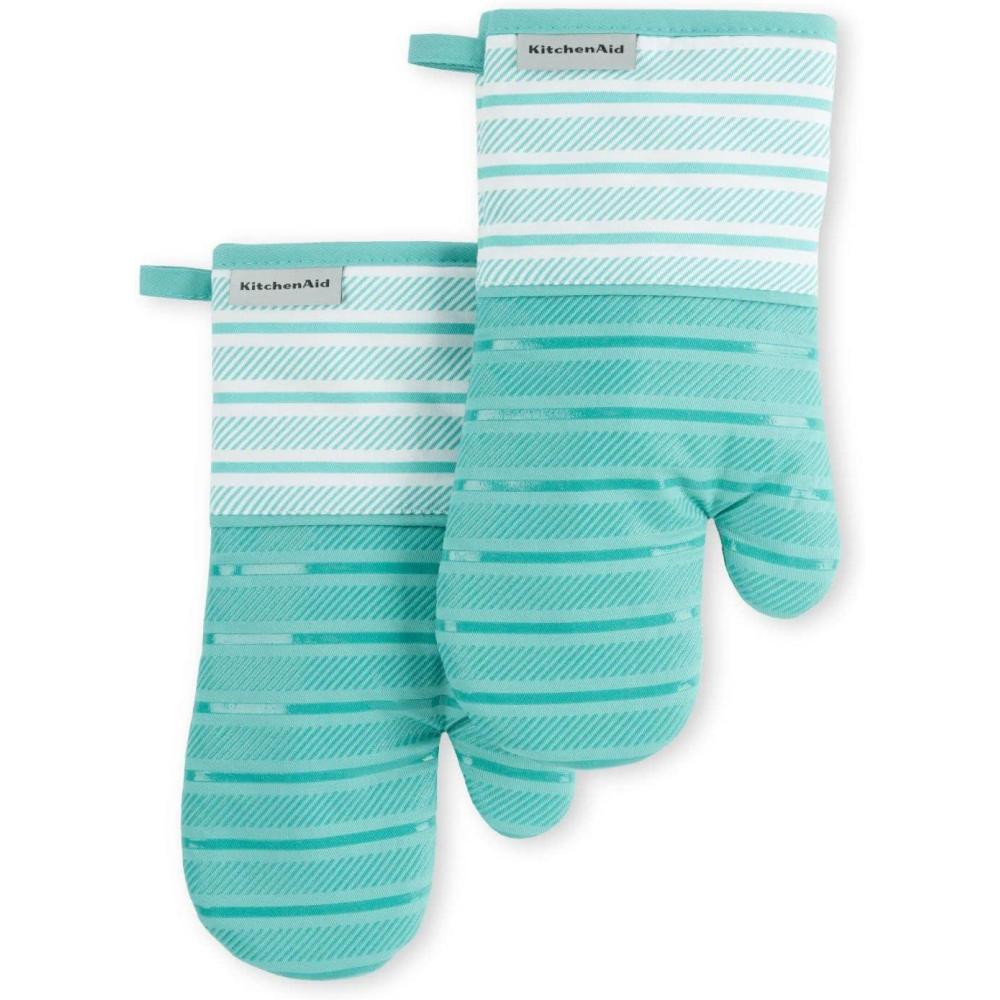 imageKitchenAid Albany Oven Mitt 2Pack Set Aqua Sky 7quotx13quotAqua Sky