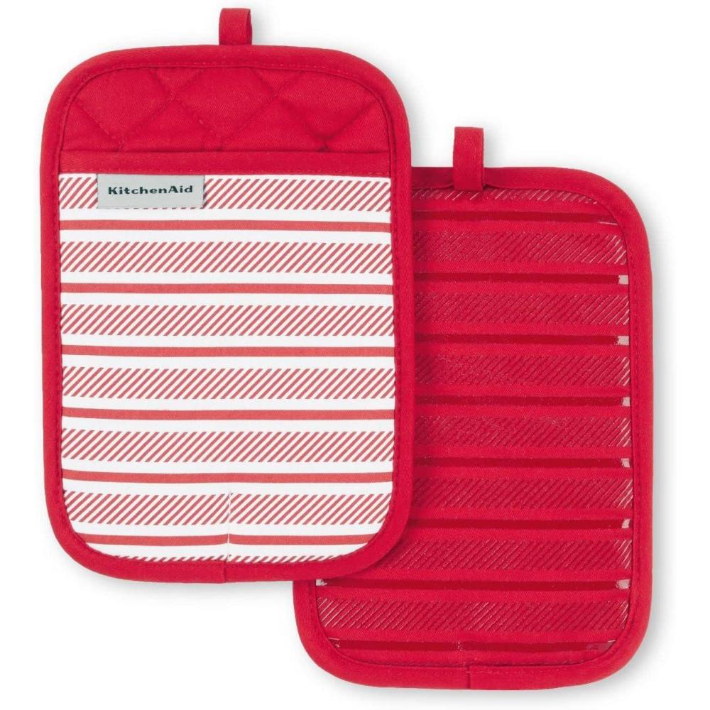 imageKitchenAid Albany Pot Holder 2Pack Set Aqua Sky 7quotx10quotPassion Red