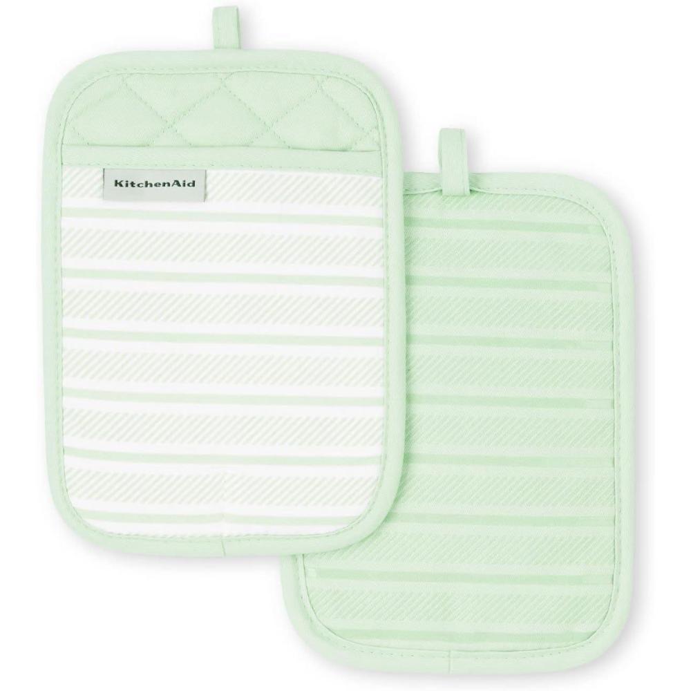 imageKitchenAid Albany Pot Holder 2Pack Set Aqua Sky 7quotx10quotPistachio