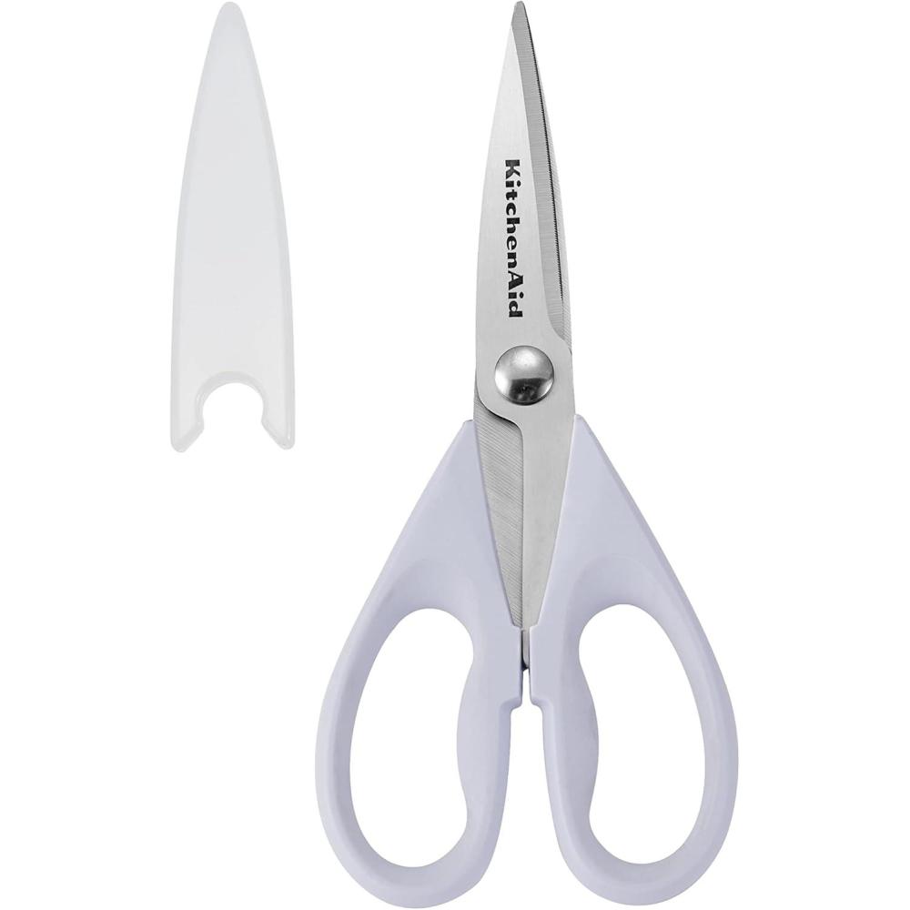 imageKitchenAid All Purpose Kitchen Shears with Protective Sheath Durable Stainless Steel Scissors Dishwasher Safe Soft Grip Comfort Handle 872 Inch Lavendar CreamLavendar Cream